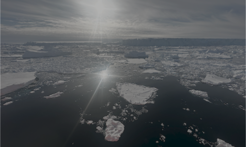 A photo taken during a Korea Polar Research Institute expedition in 2026 shows icebergs calving at a steady pace from the front of Thwaites Glacier in West Antarctica.